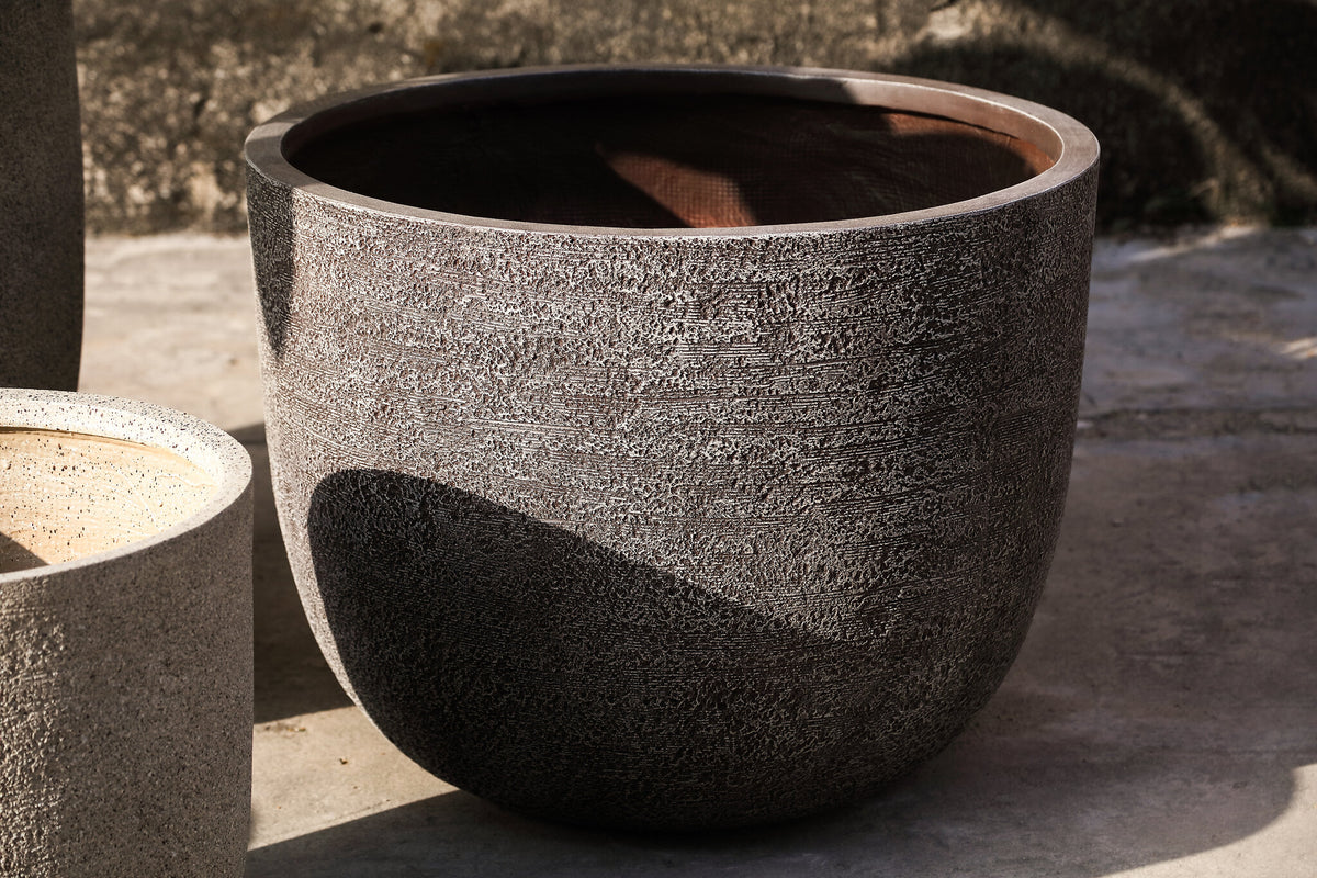 Delsey brown GRC structure planters, set of four