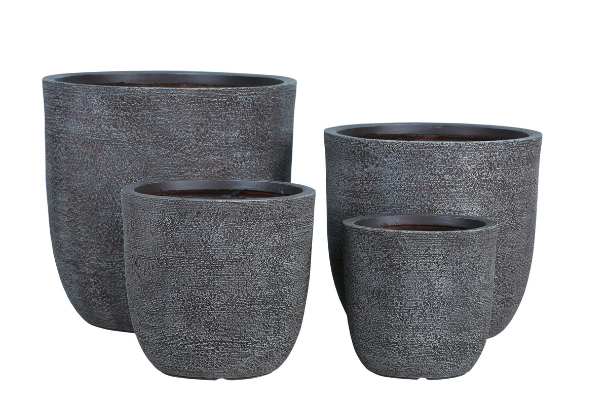 Delsey brown GRC structure planters, set of four