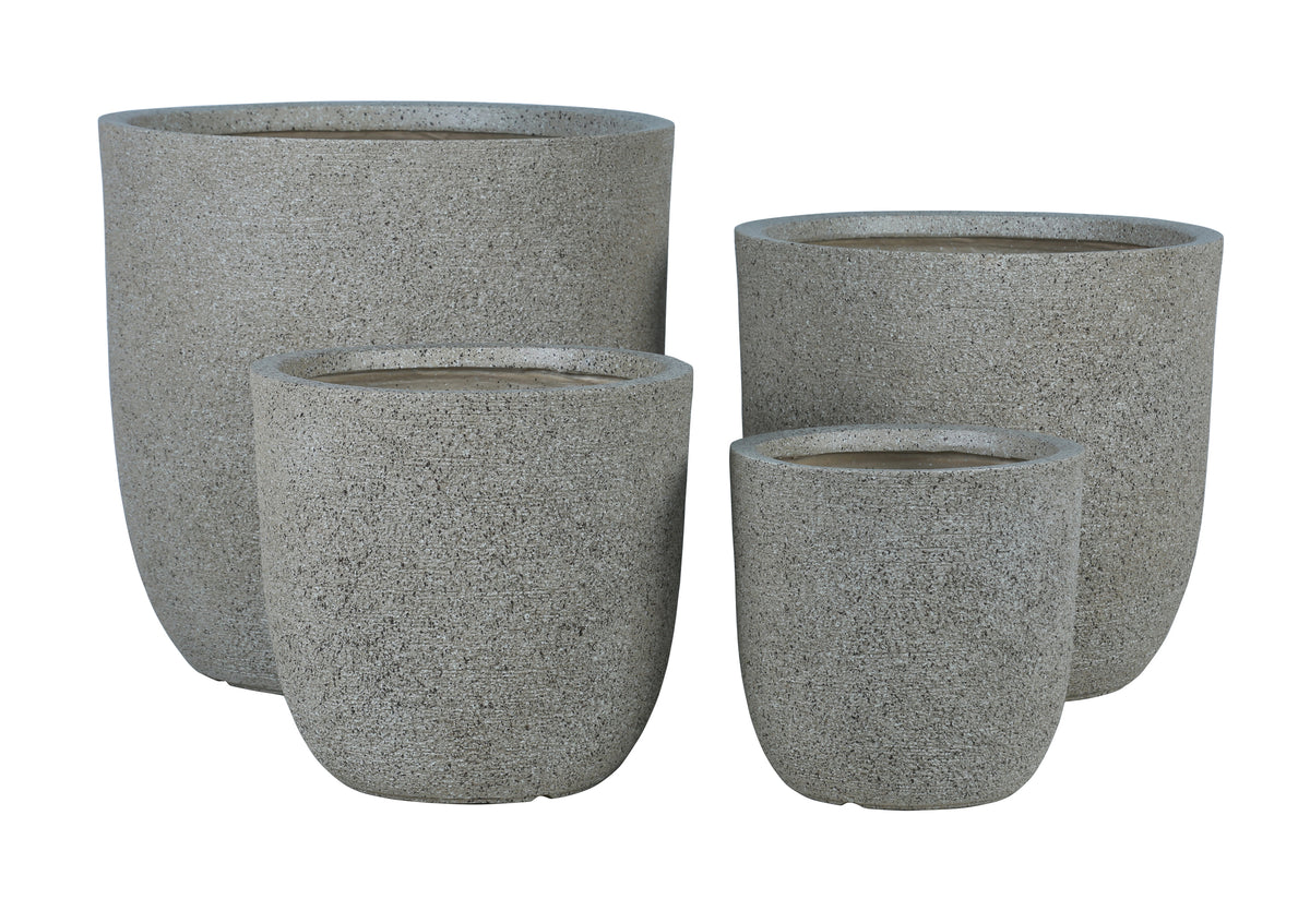 Delsey beige GRC structure planters, set of four