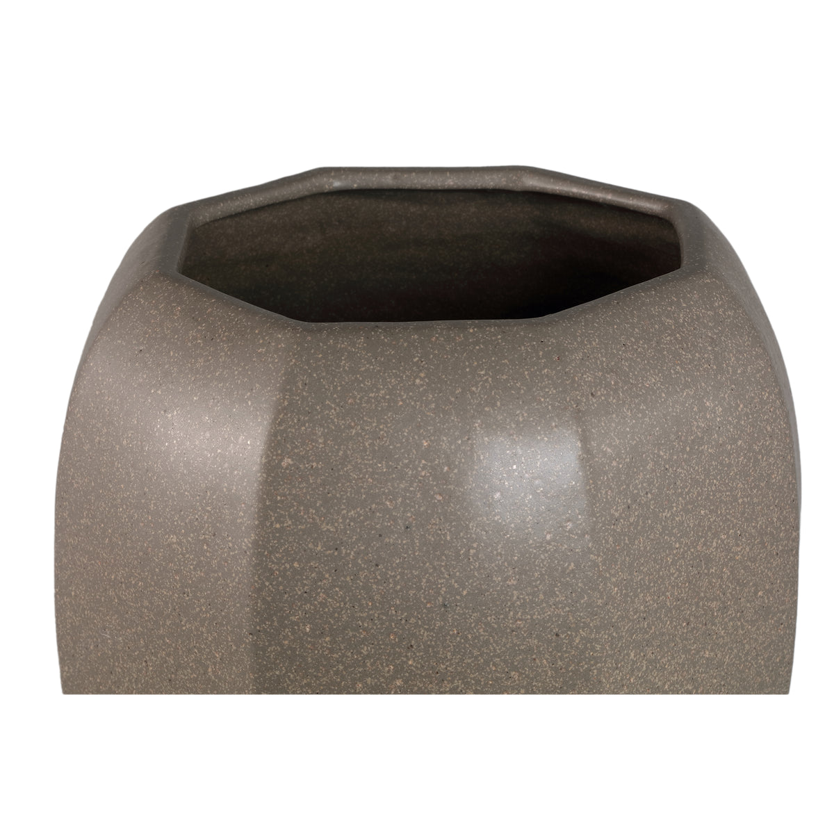 Myrick dark brown octagon stoneware planter, large