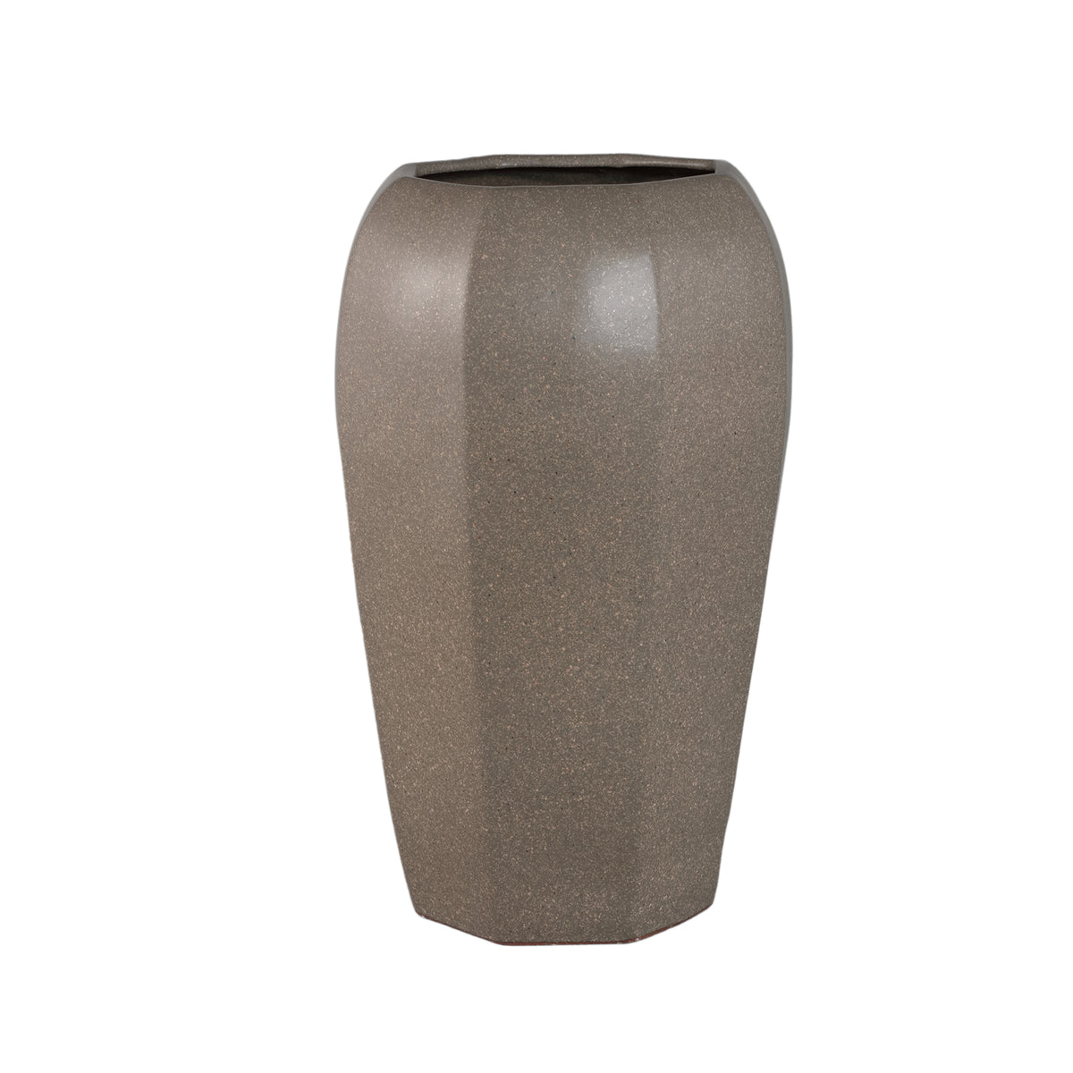 Myrick dark brown octagon stoneware planter, large