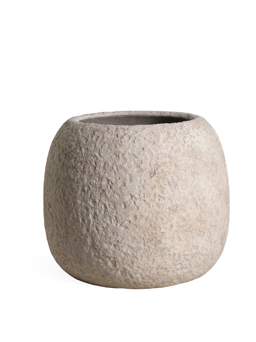 Meleyah beige fibre cement rock-look planter, large