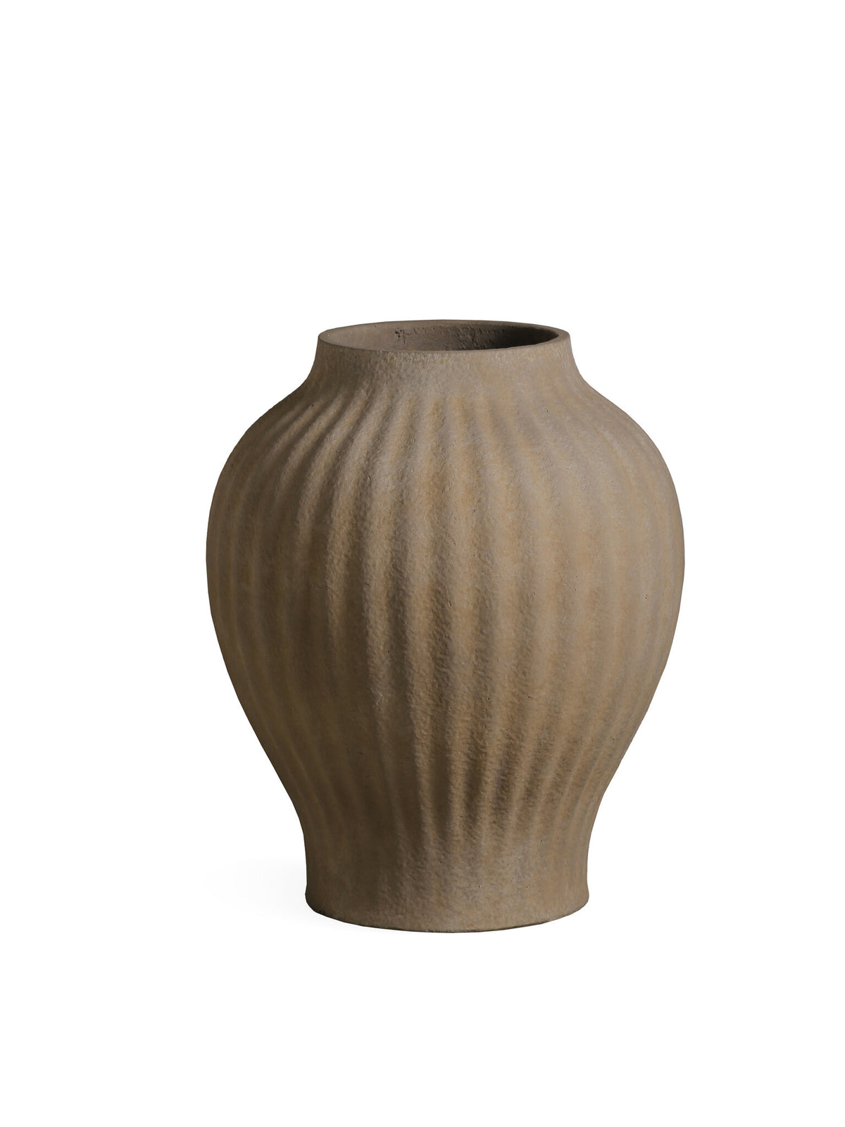 Beautii brown fibre cement ribbed planter, small