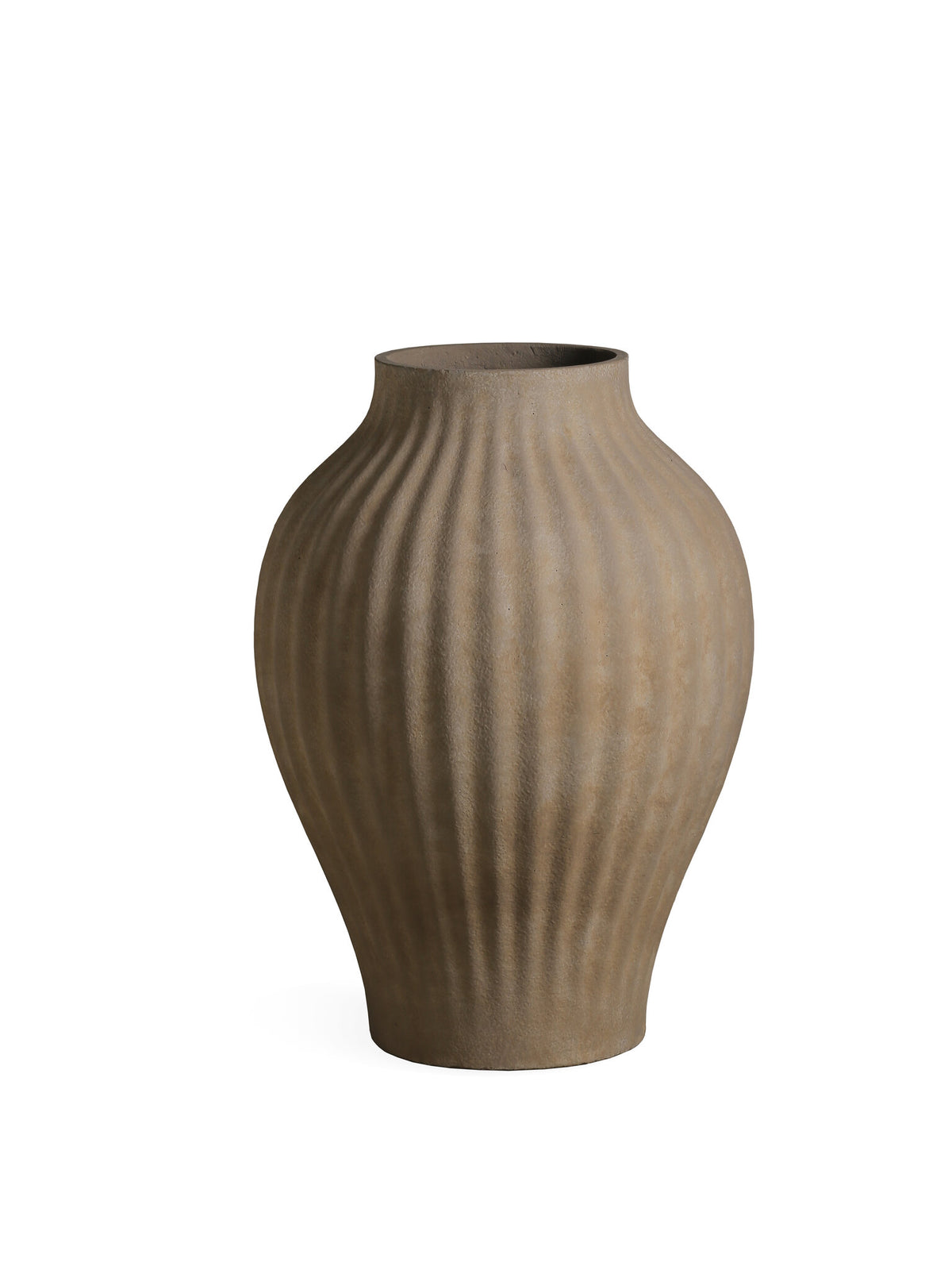 Beautii brown fibre cement ribbed planter, large