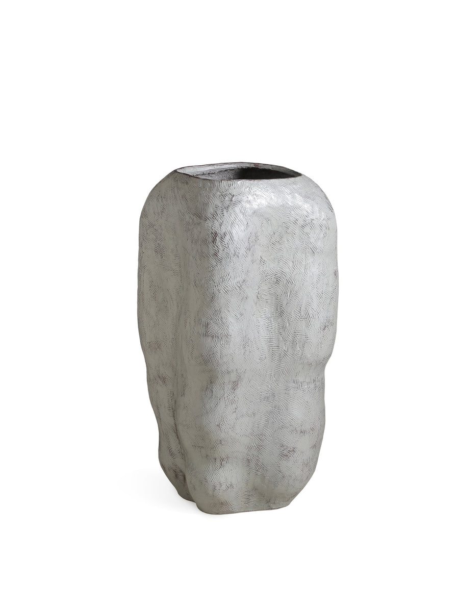 Velissa white fibre cement planters, irregular shape, set of four
