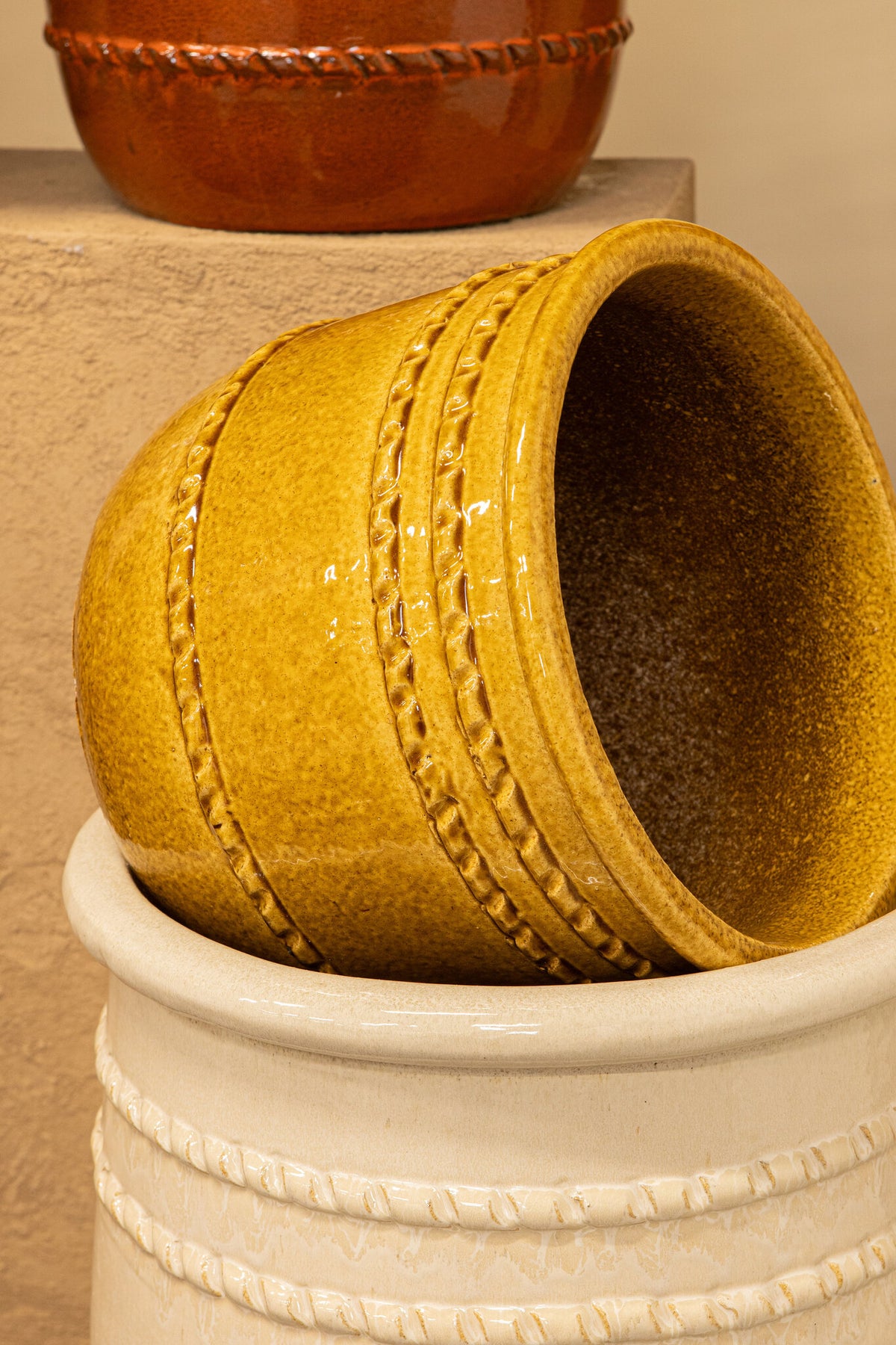Lilliah yellow terracotta planters, set of 3
