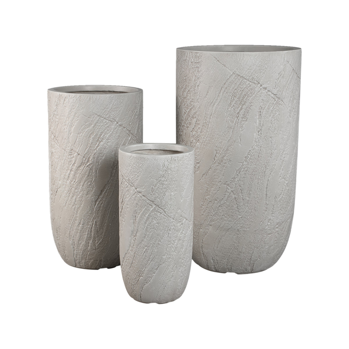 Berwin beige fibre cement-effect rock planters, set of three