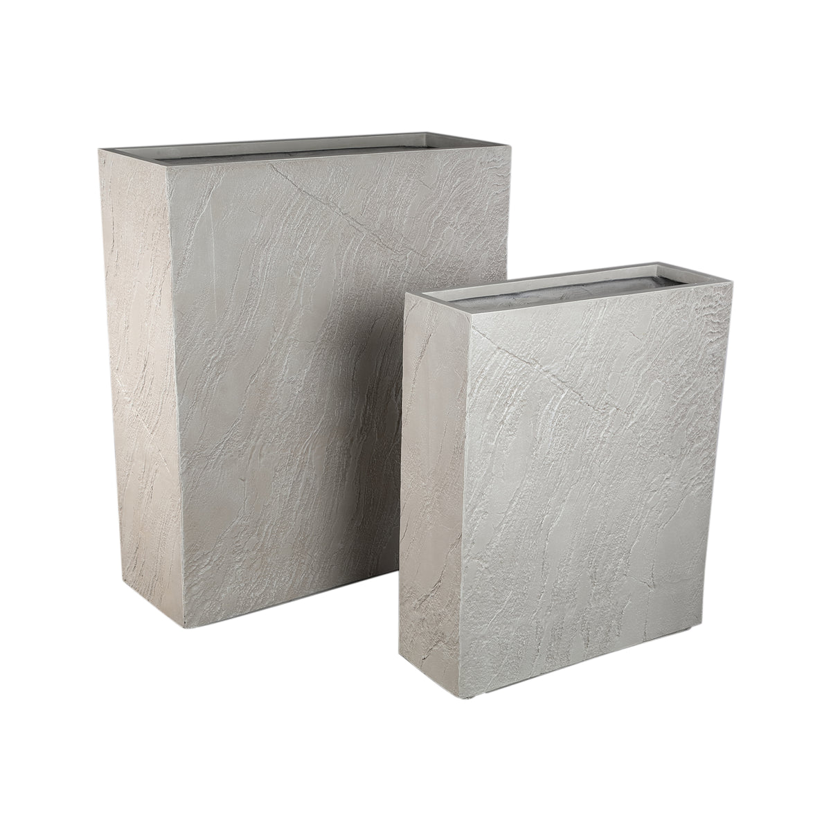 Berwin beige fibre cement-effect rectangular rock planters, set of two