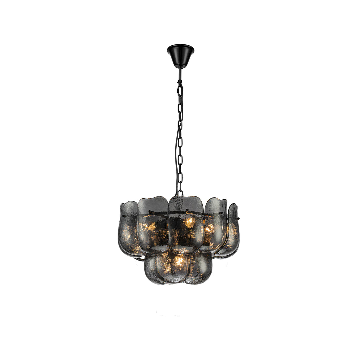 Vila gunmetal glass pendant light, round, small