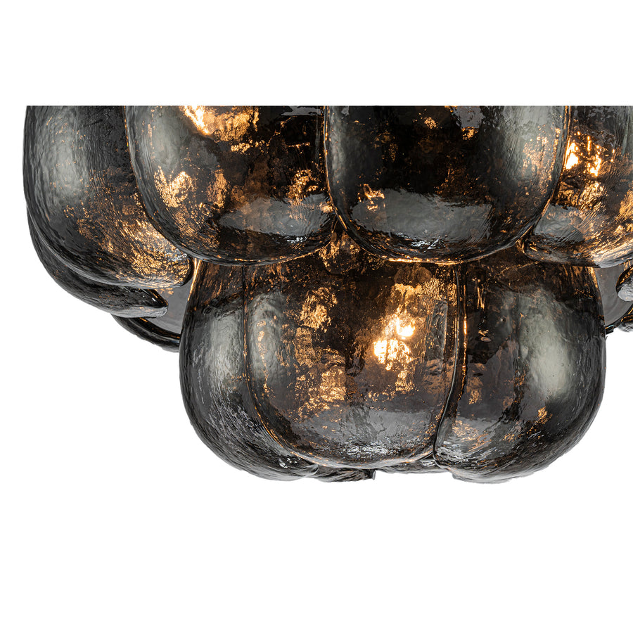 Vila gunmetal glass pendant light, round, small