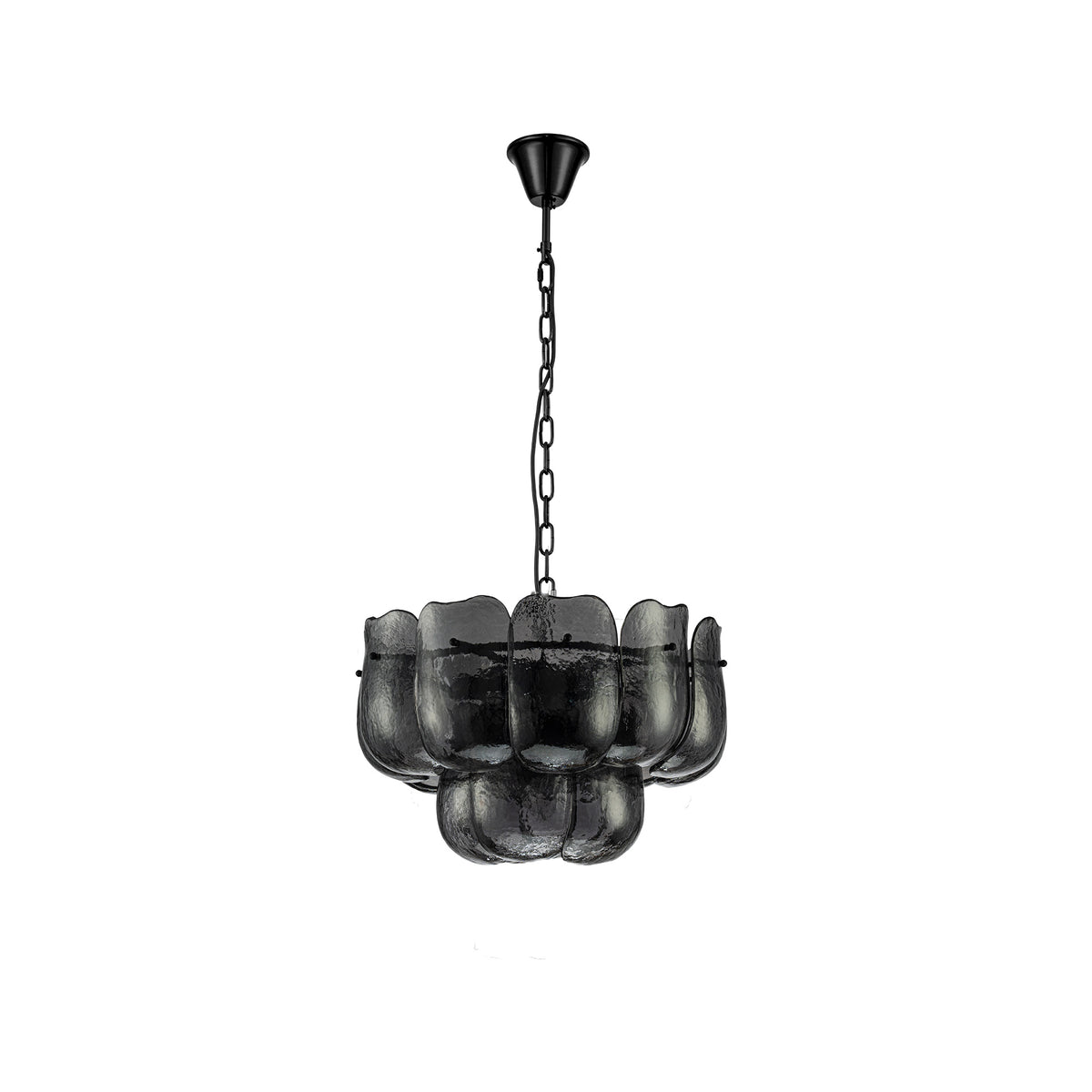 Vila gunmetal glass pendant light, round, small