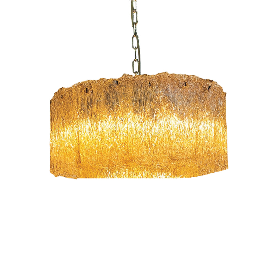Joshia amber structured glass hanging pendant light, small