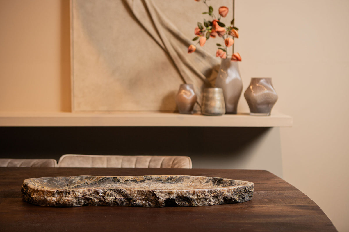 Megon natural onyx oval shaped bowl