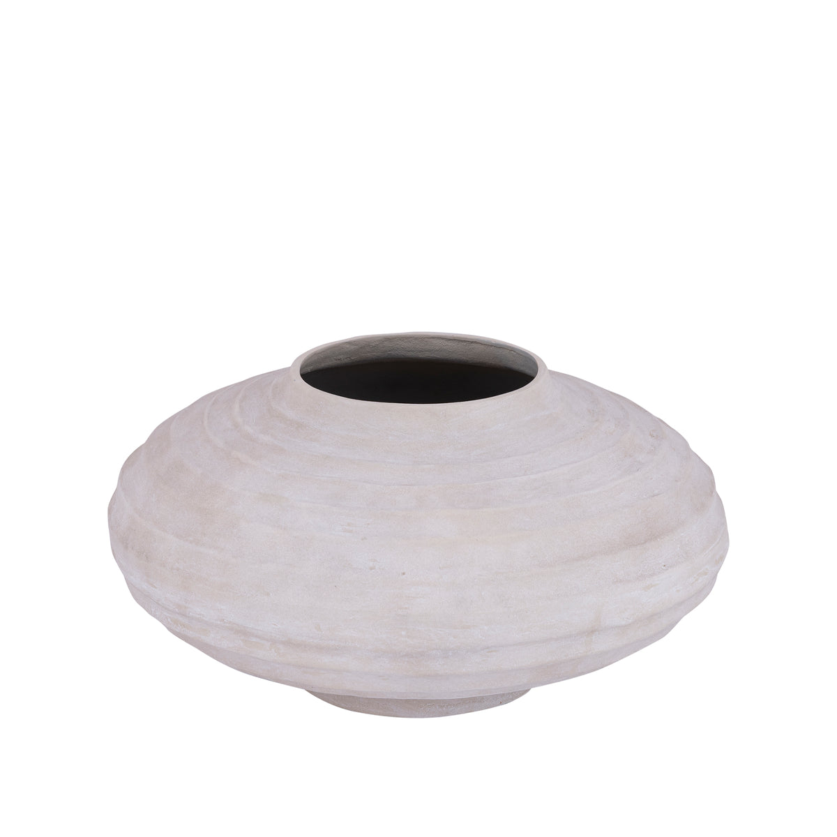 Kody beige ribbed cast aluminium planter, large