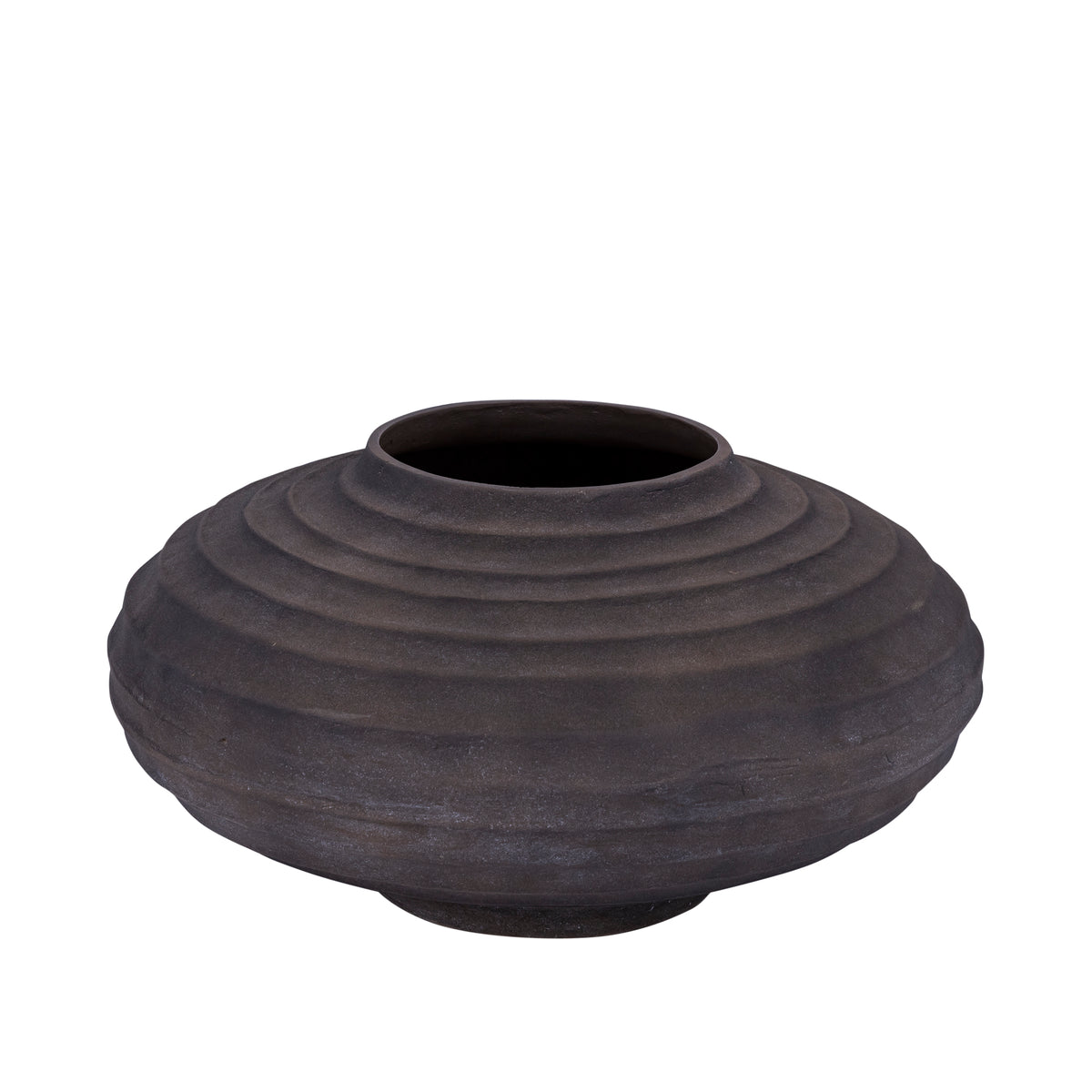 Kody dark brown ribbed cast aluminium planter, large