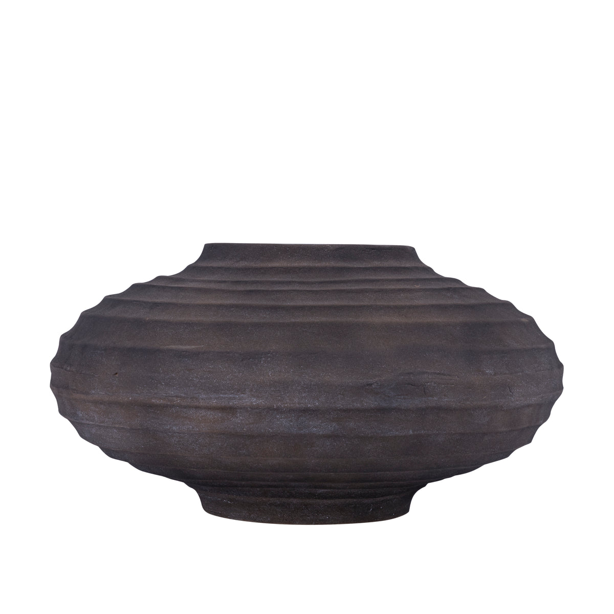 Kody dark brown ribbed cast aluminium planter, large