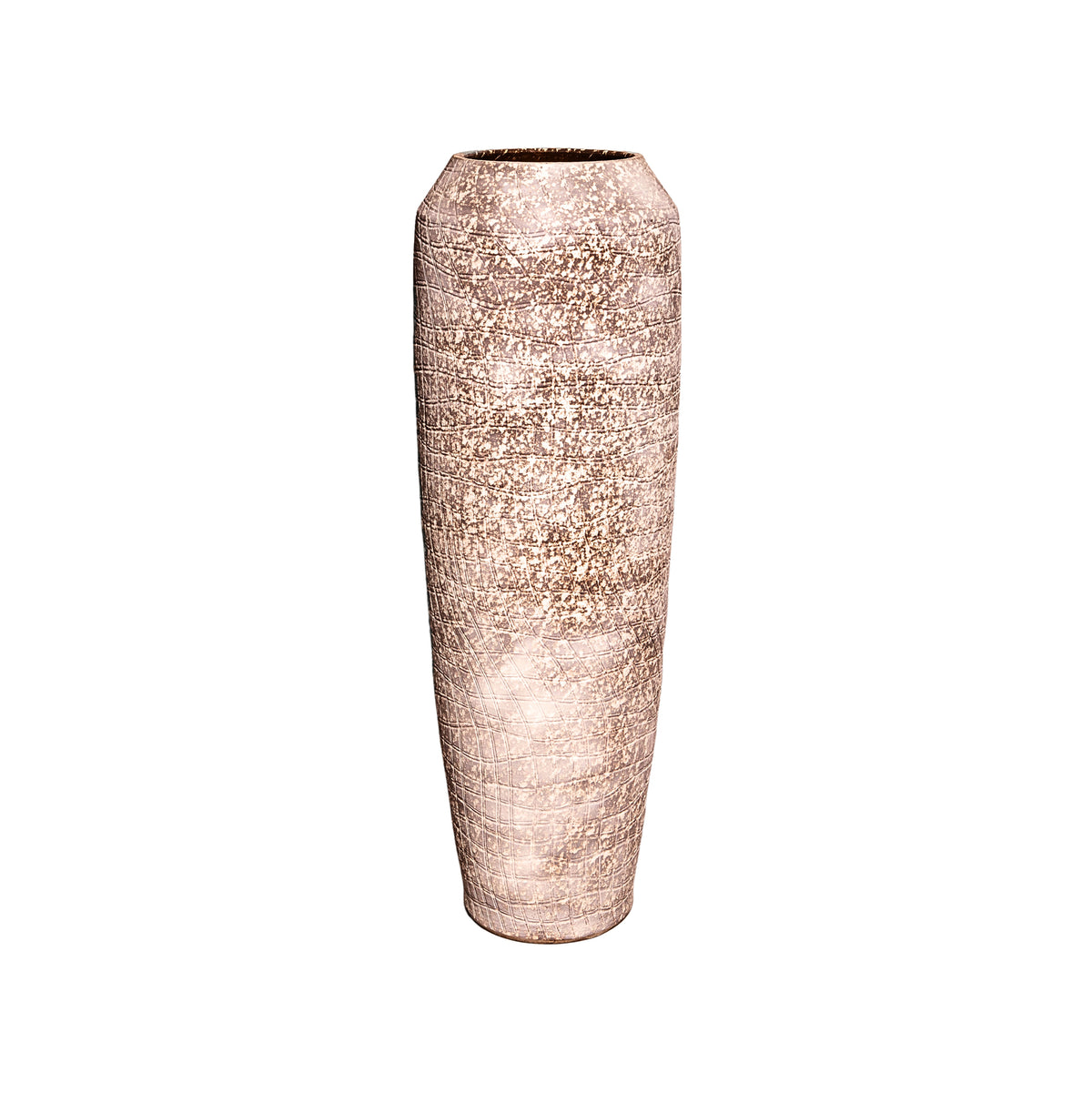 Vikki camel ceramic tall round planter, large