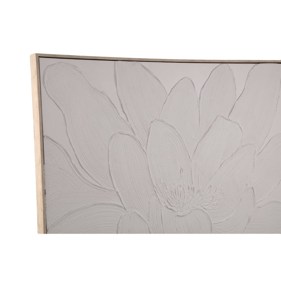 Florise cream framed floral canvas wall panel, design A