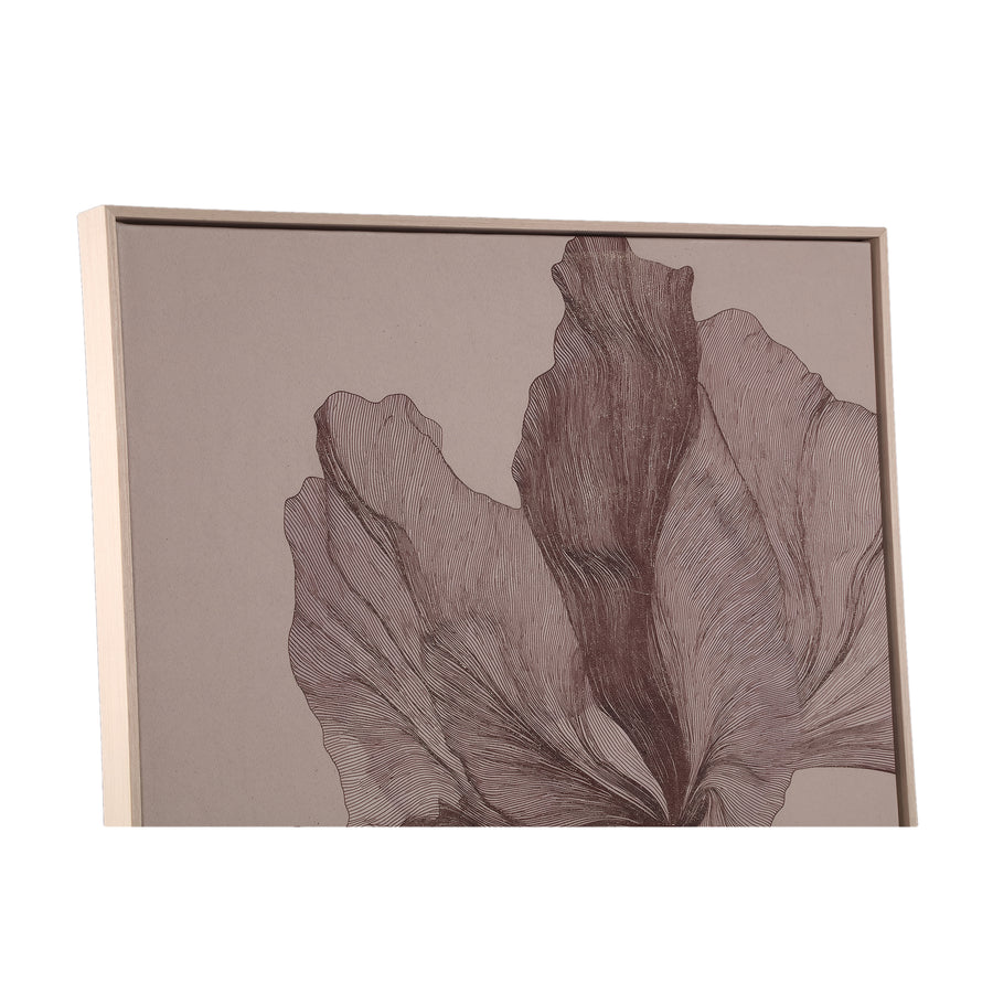 Lorinde light brown floral canvas wall panel