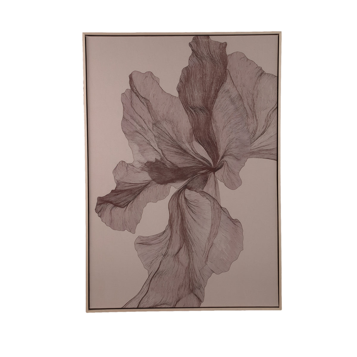 Lorinde light brown floral canvas wall panel