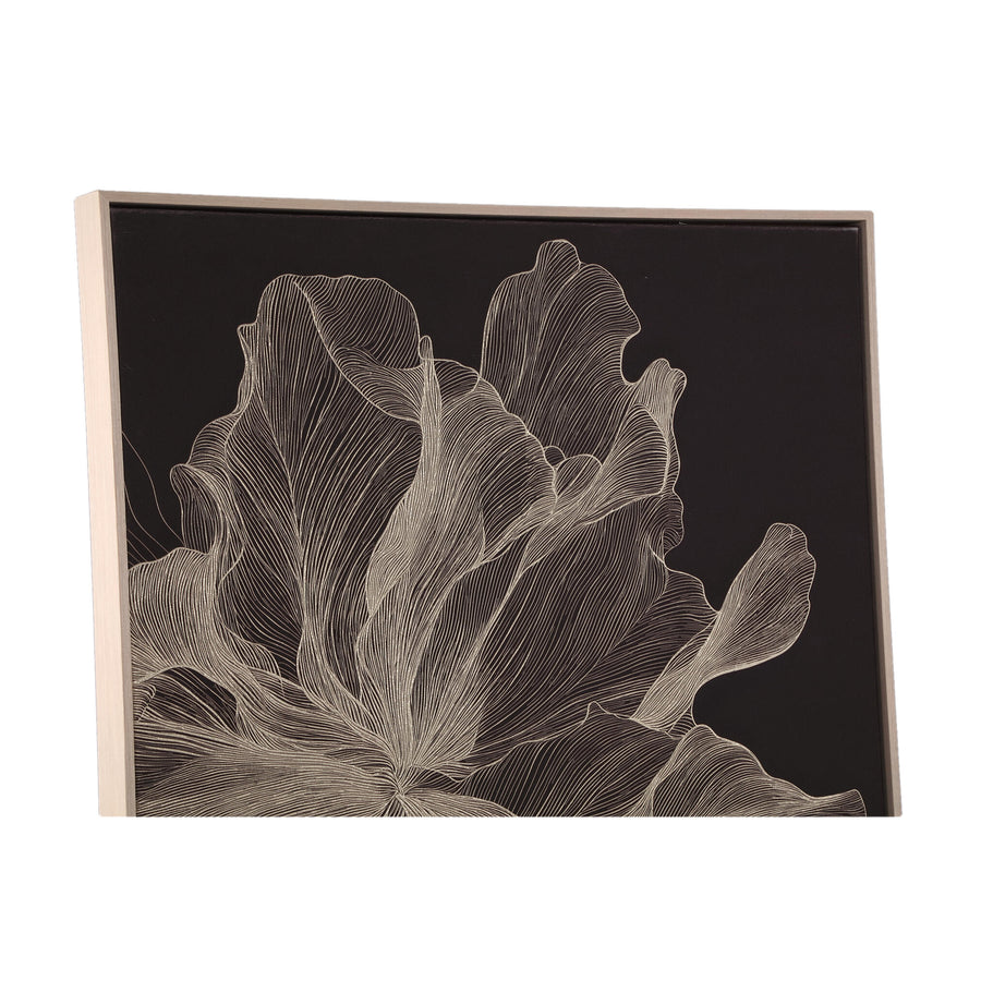 Lorinde dark brown floral canvas wall panel