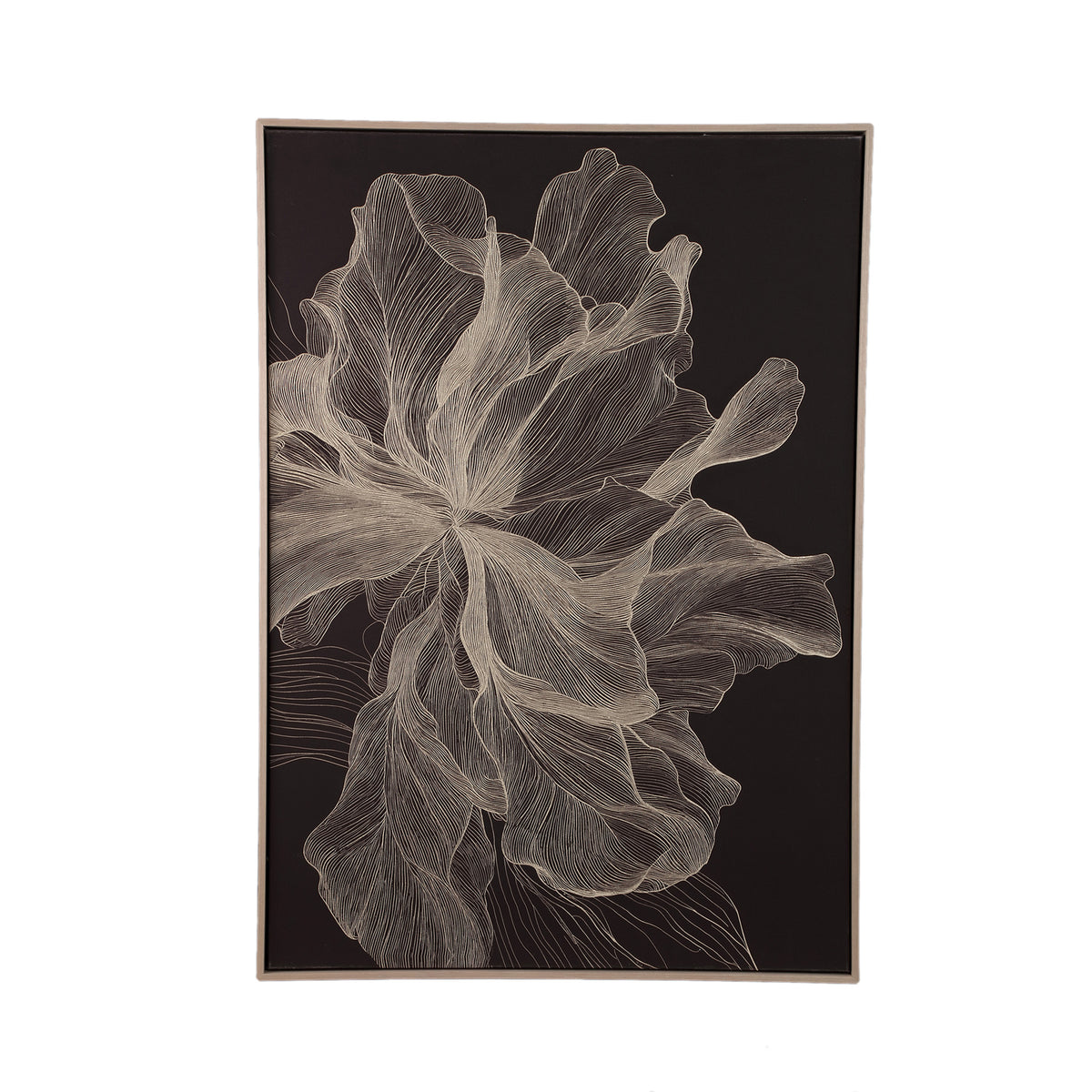 Lorinde dark brown floral canvas wall panel