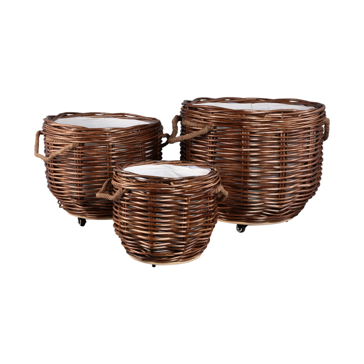 Darrett brown willow bombay basket on wheels