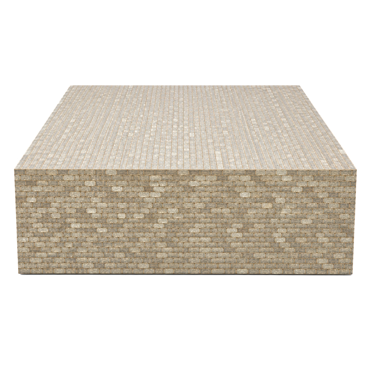 Aleska gold capiz shell square coffee table, large