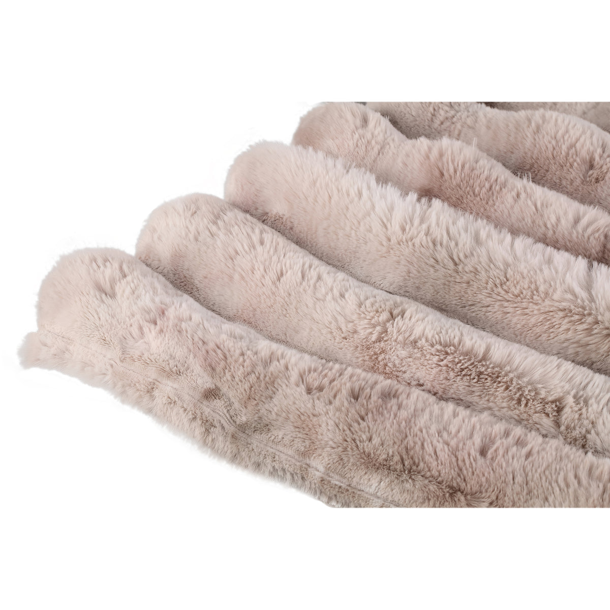 Divvo beige faux fur ribbed throw, large