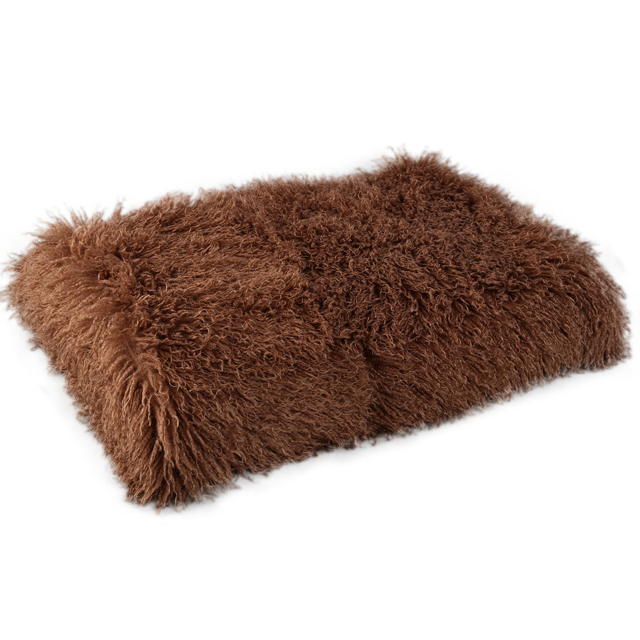 Rexx dark brown faux sheepskin throw, large