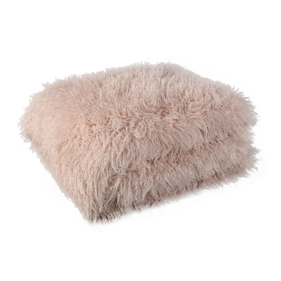 Rexx beige faux sheepskin throw, large