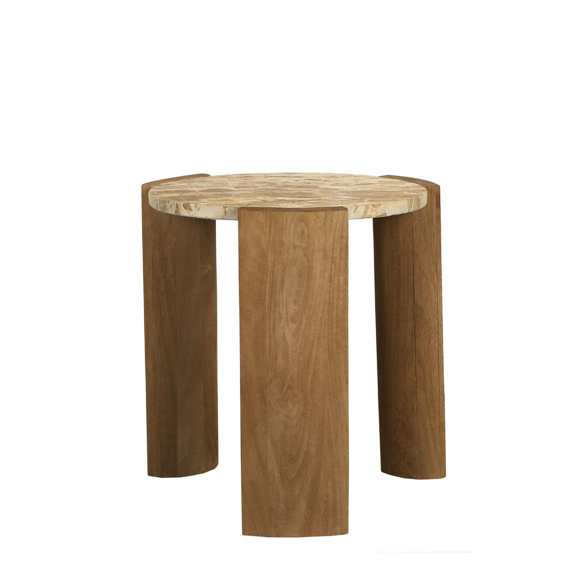 Javina natural marble coffee table with mango wood base, small
