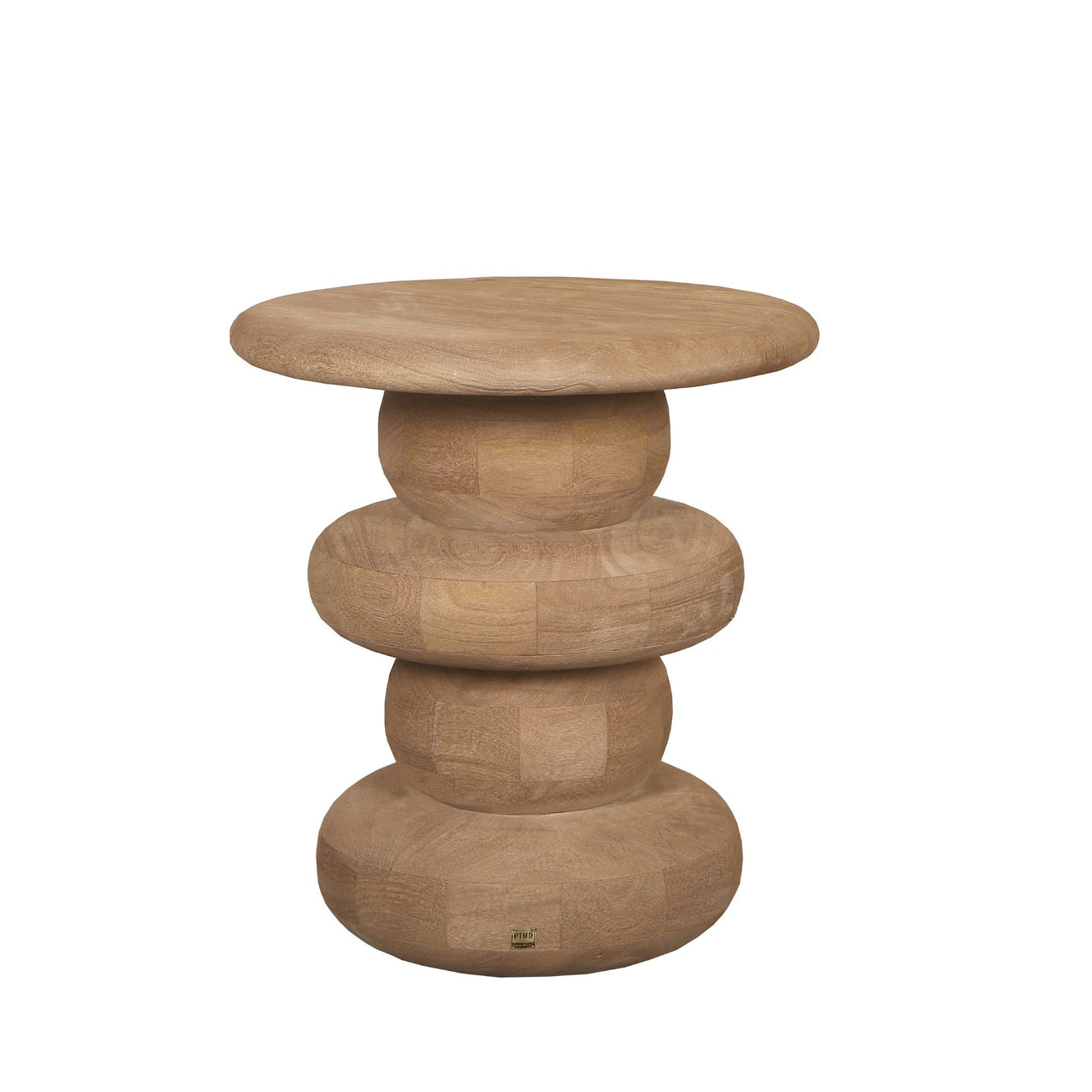Keven ribbed mango wood round side table