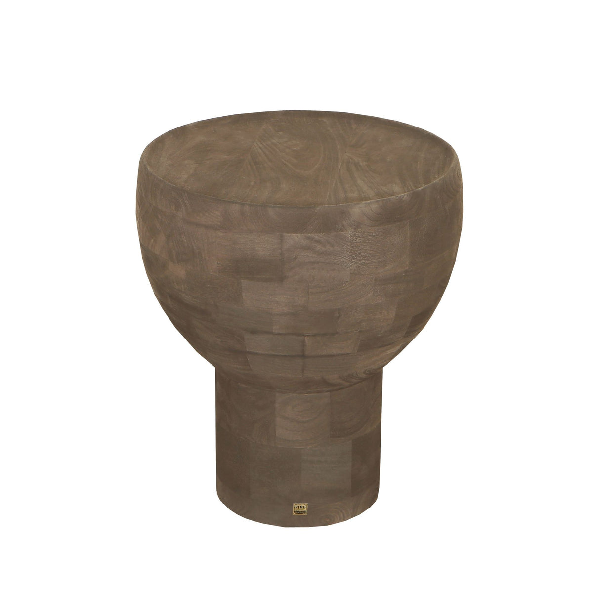 Erno dark brown mango wood round side table