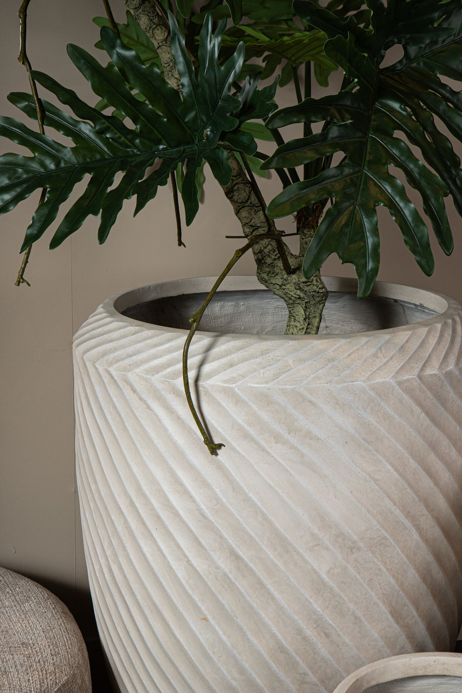 Nikol beige GRC wave pattern planter, tall