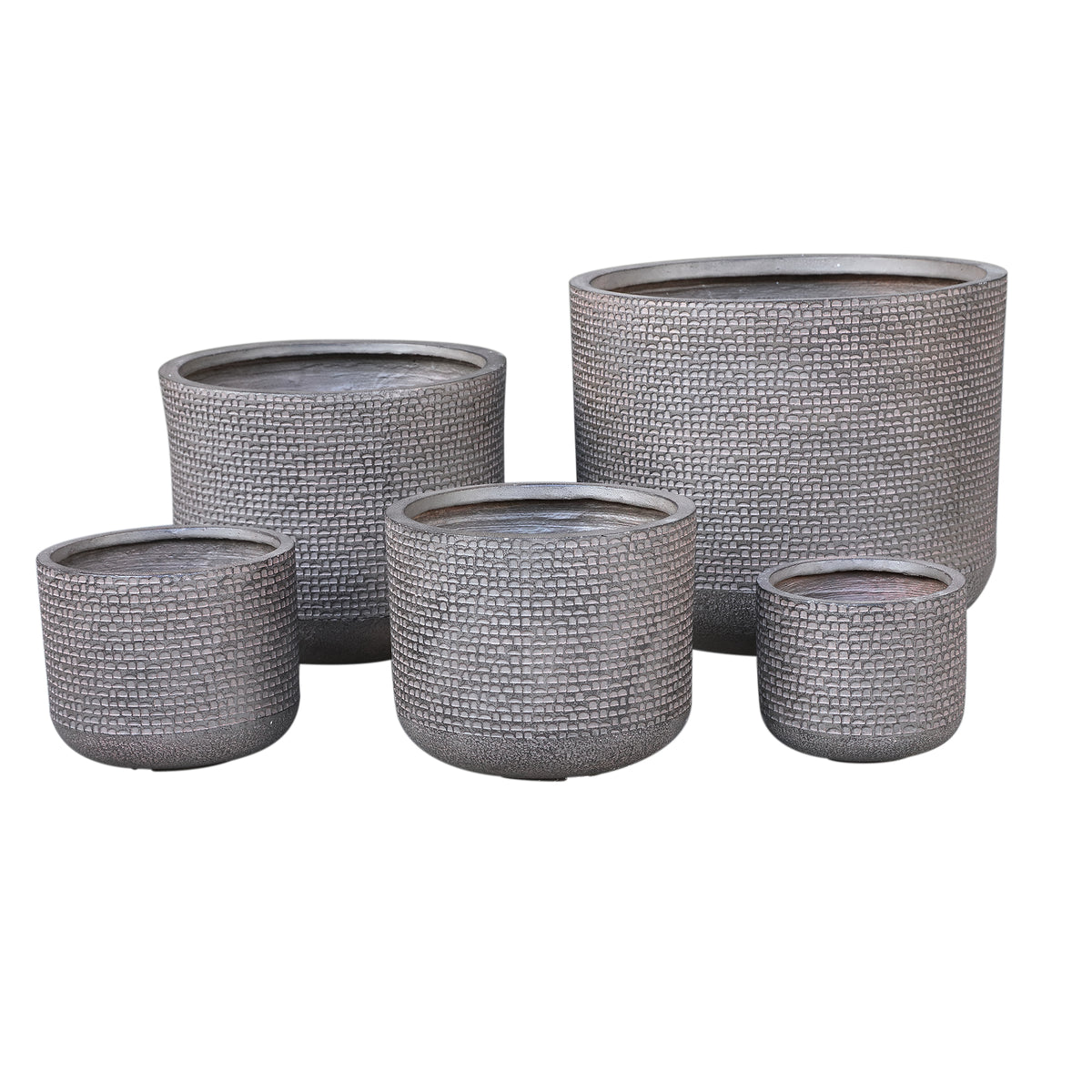Rylon brown GRC patterned planter, low