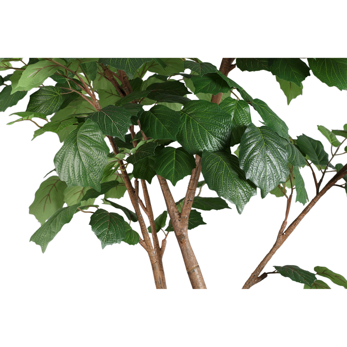 Faux grape leaf tree in weighted pot
