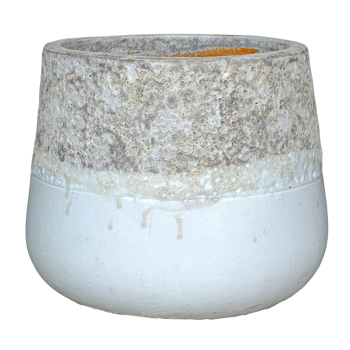 Lenz white rough-border ceramic floor planter