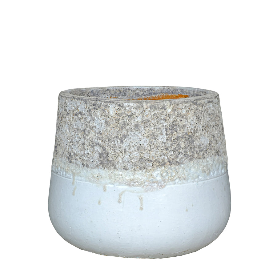 Lenz white ceramic planter with rough border, small