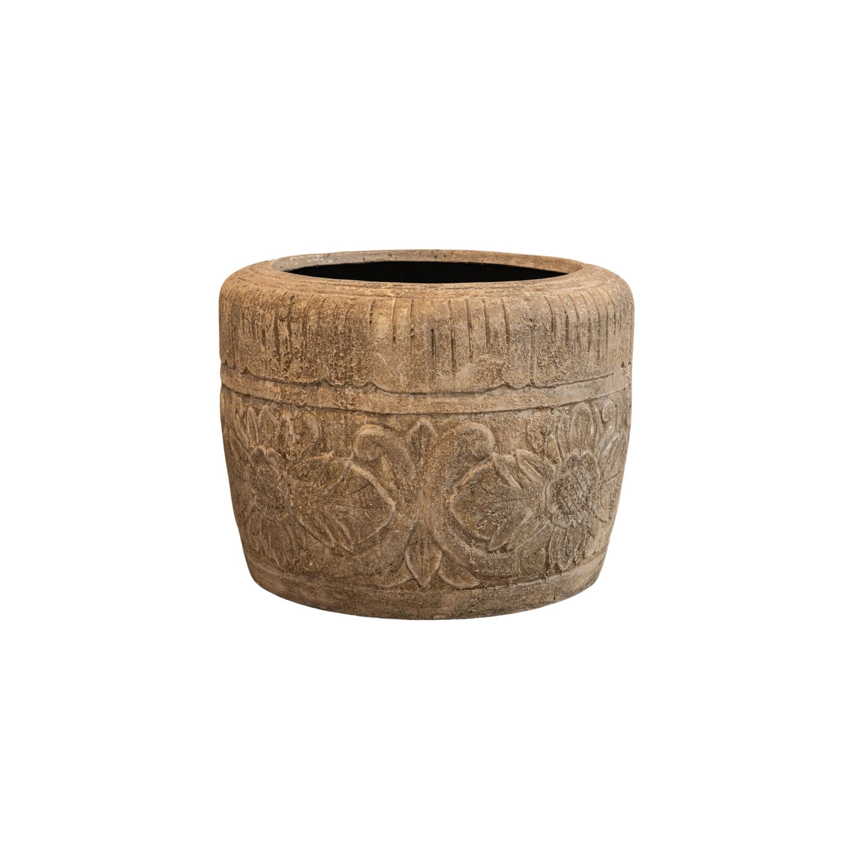 Sasha cream floral pattern planter, low, small