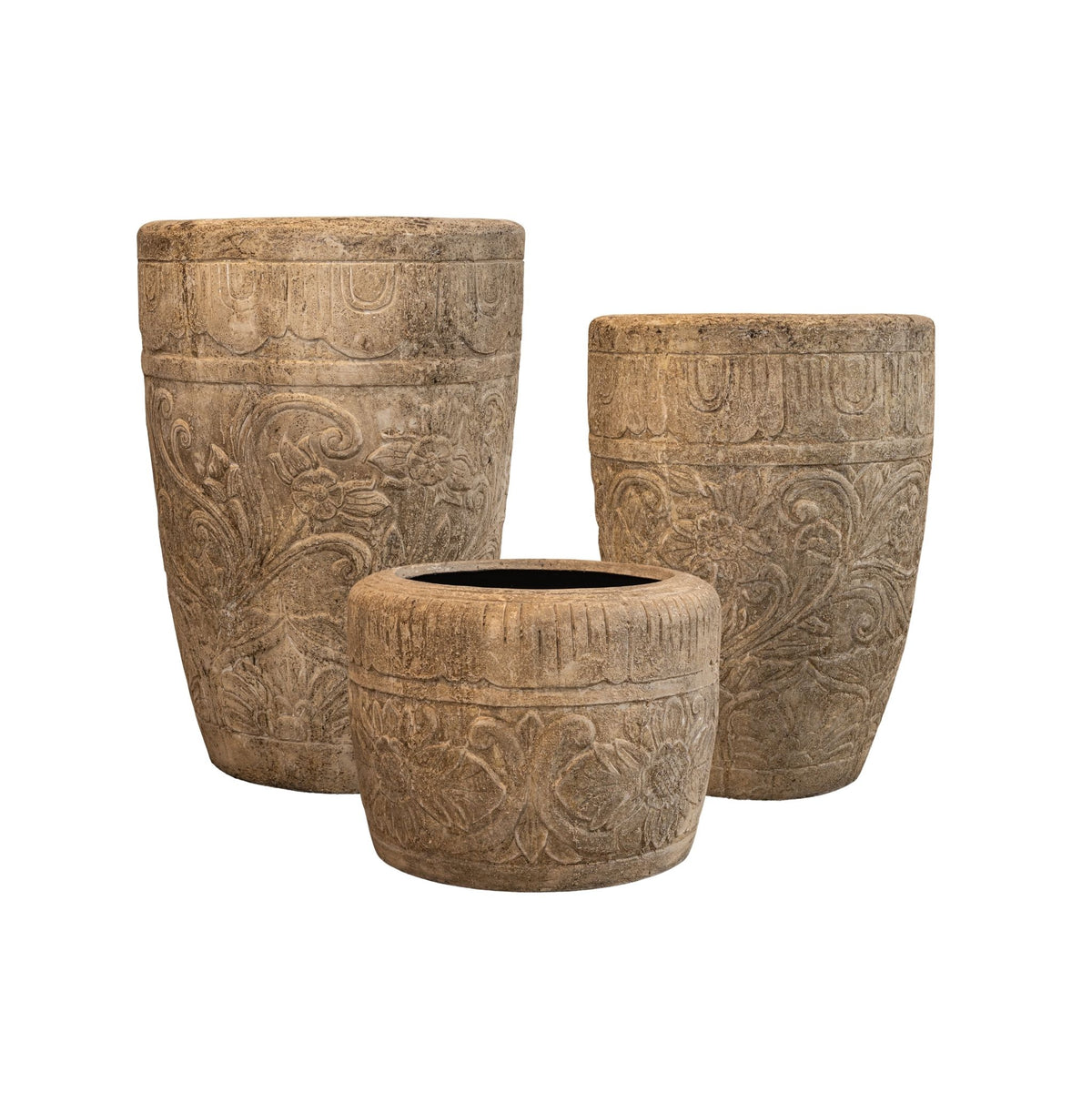 Sasha cream floral pattern planter, low, small