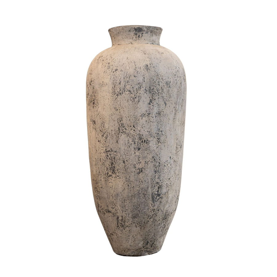 Gisel cream cement fibre jar floor planter