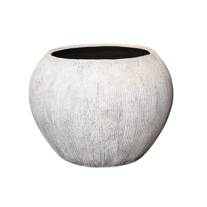 Yolenda cream cement fibre striped floor planter