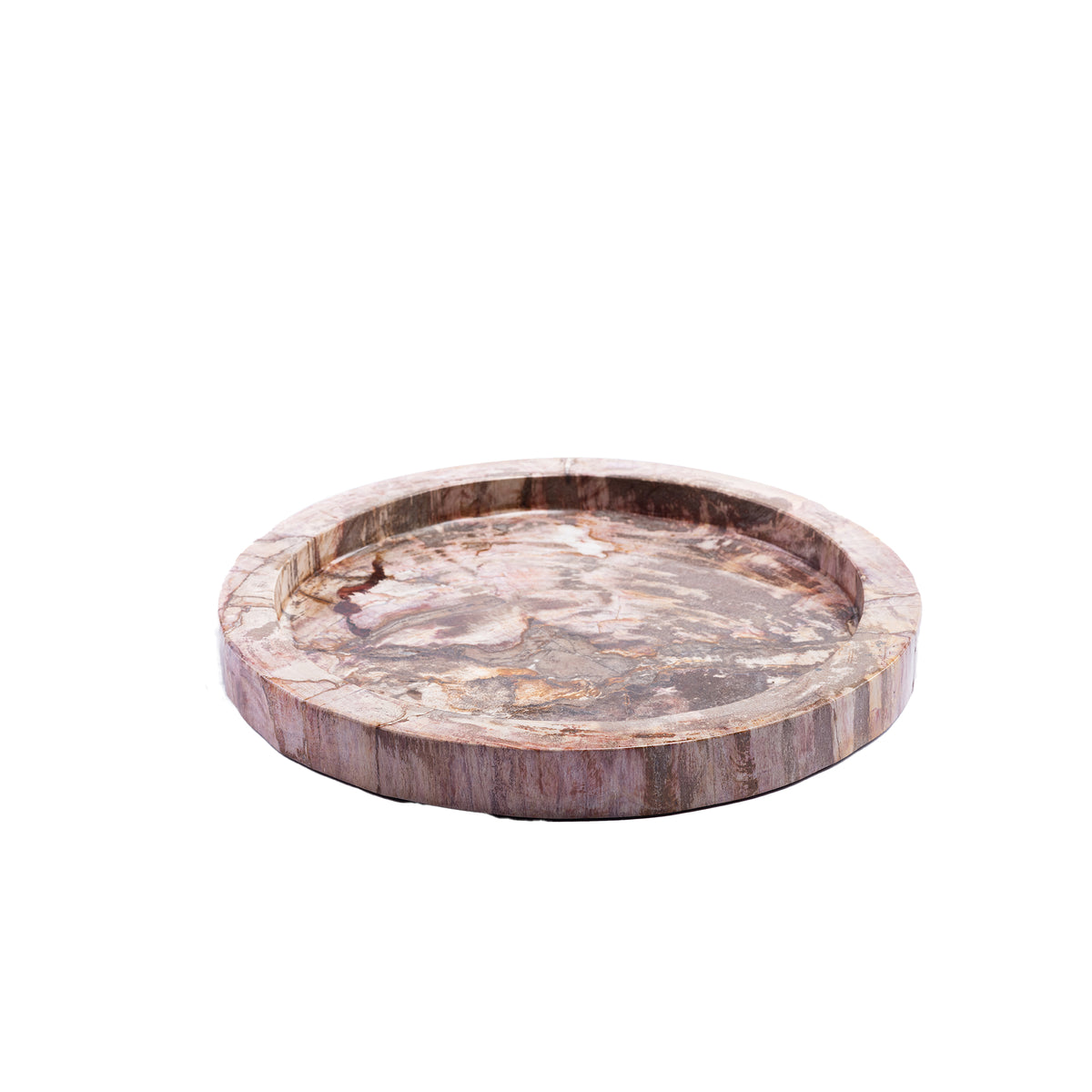 Dice natural petrified wood effect round plate