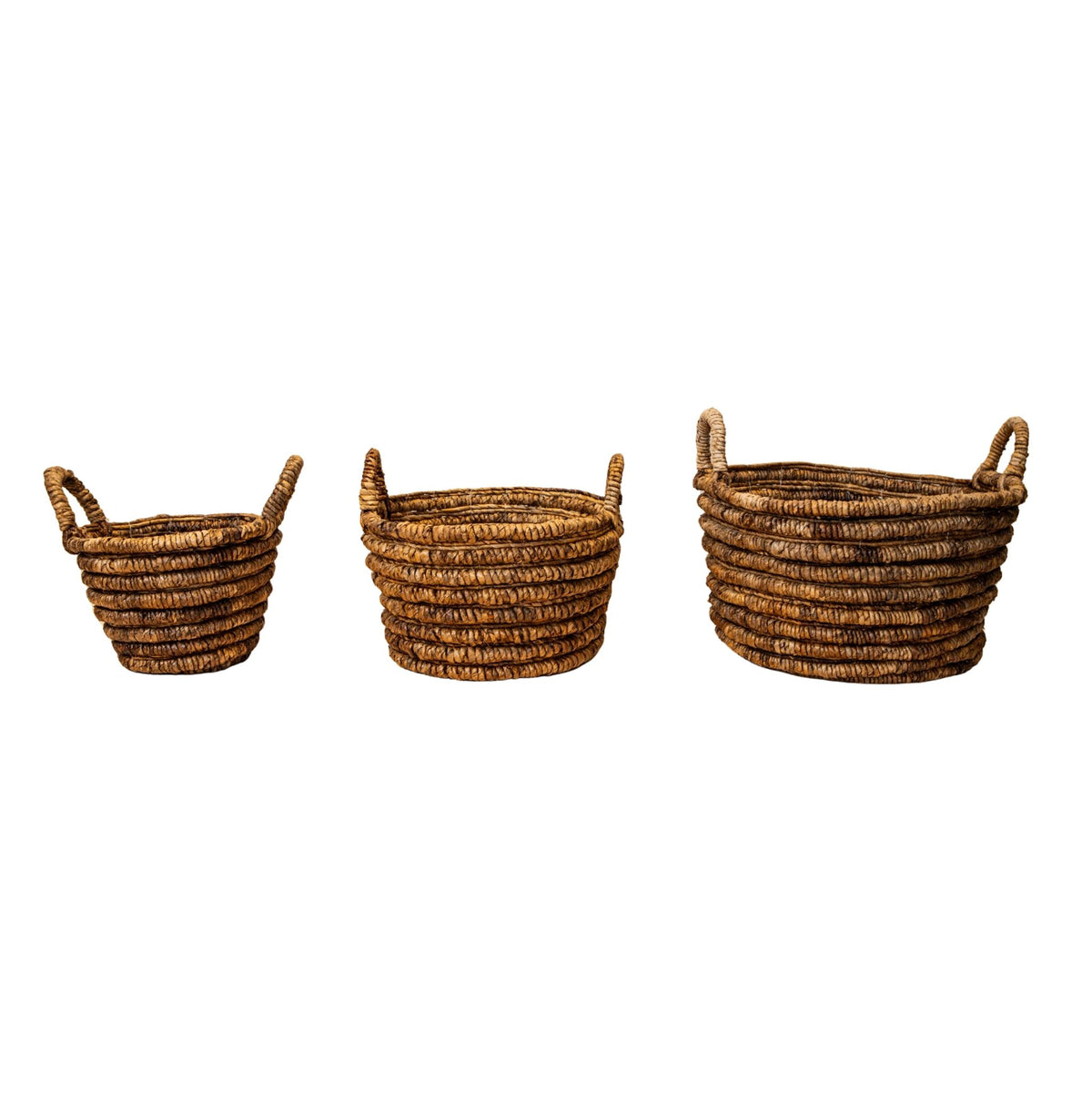 Almir natural seagrass round baskets, set of three