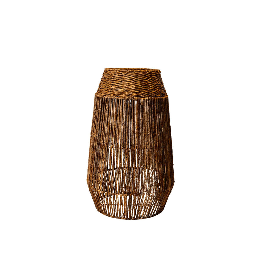 Jeron natural seagrass floor lantern large