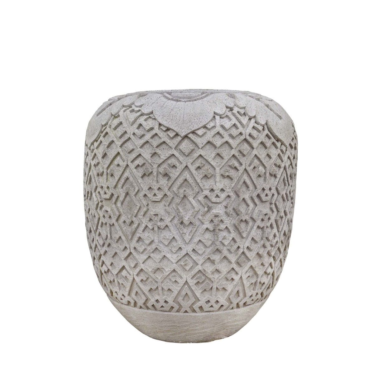 Luzmari grey carved cement planter, large