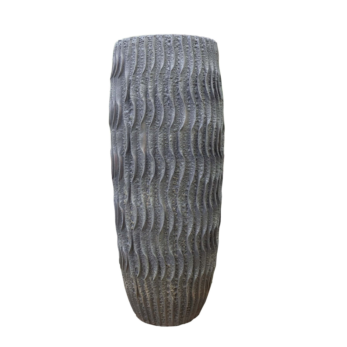 Vanesia grey wavy terracotta planter, tall, large