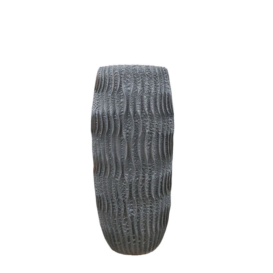 Vanesia grey wavy terracotta planter, tall, small