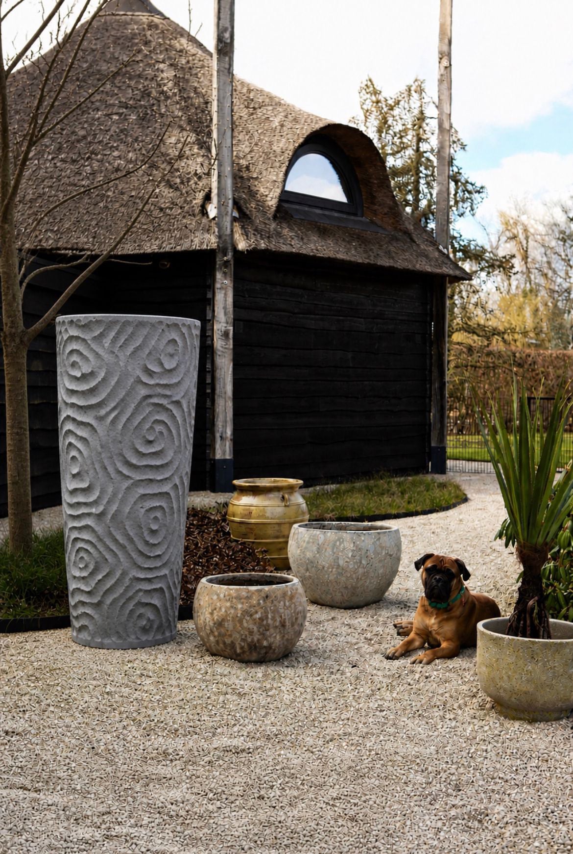Beth grey organic pattern planter, extra large